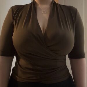 🤎CLASSY🤎 Sunny Leigh Chocolate Brown Blouse